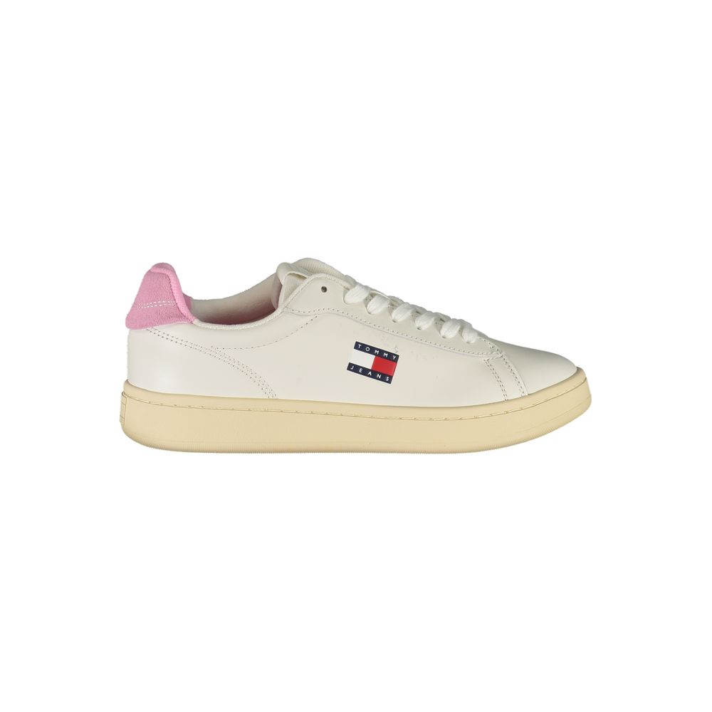 White Polyurethane Women Sneaker
