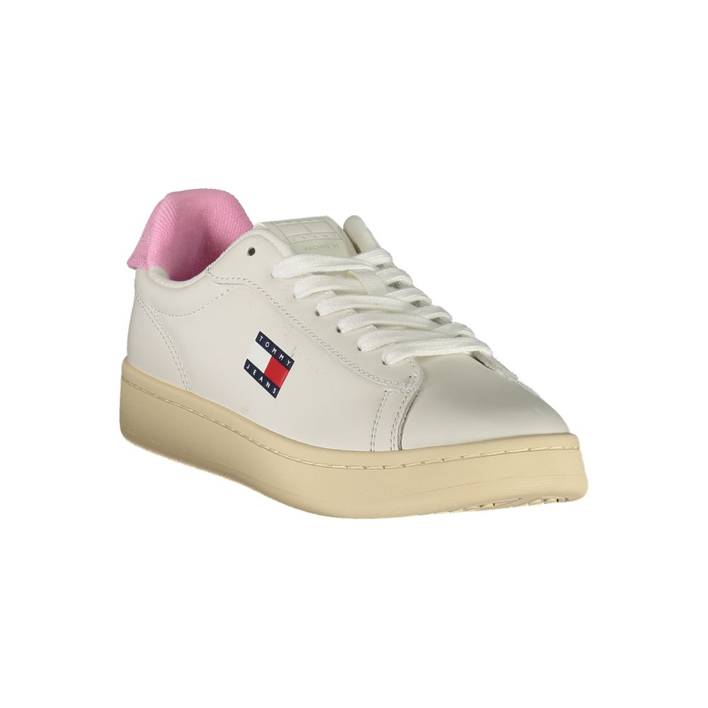 White Polyurethane Women Sneaker