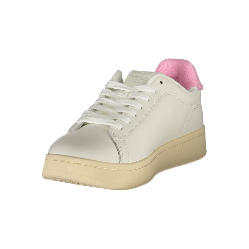 White Polyurethane Women Sneaker