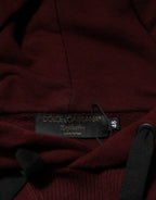 Burgundy Cotton Plaid Lined Men Hoodie Sweater
