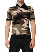 Camouflage Brown Silk Military Polo T-shirt