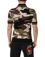 Camouflage Brown Silk Military Polo T-shirt
