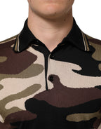 Camouflage Brown Silk Military Polo T-shirt