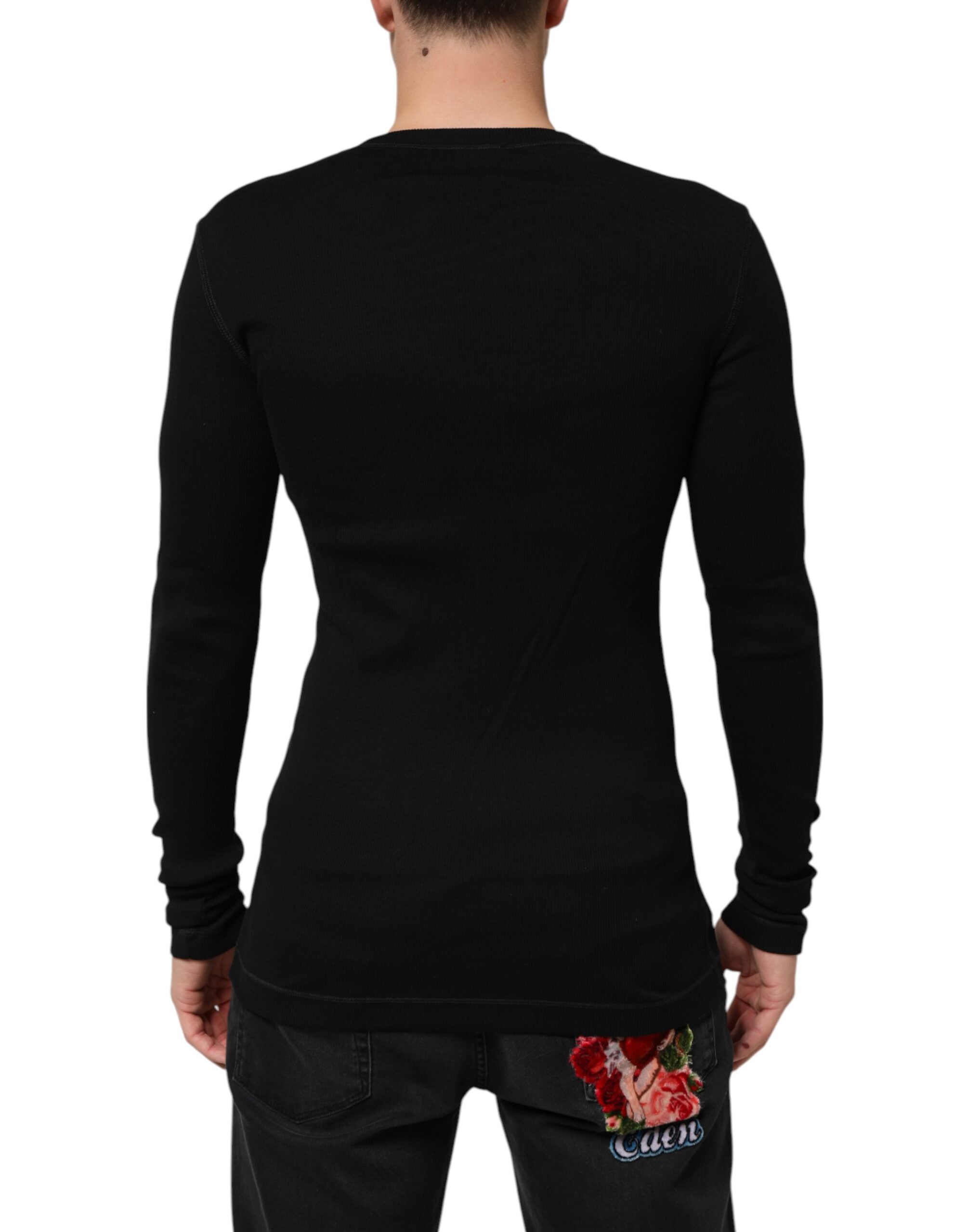 Schwarze Baumwoll-Knopfleiste Herren Strickjacke