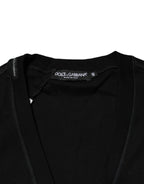 Black Cotton Button Up Men Cardigan Sweater