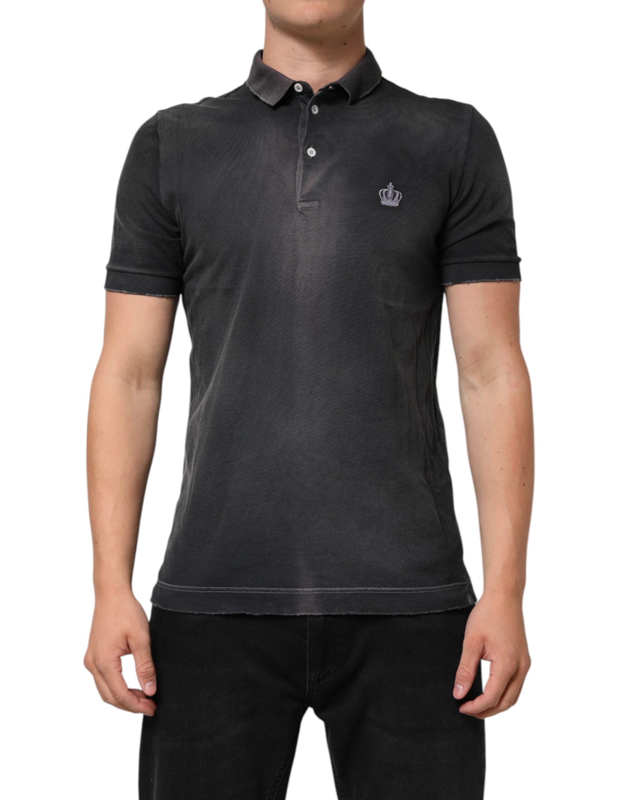 Graues Poloshirt für Herren mit Baumwollkragen