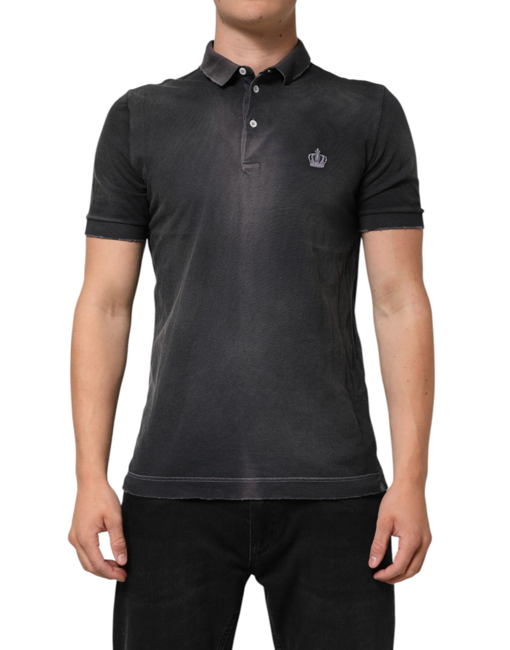 Graues Poloshirt für Herren mit Baumwollkragen