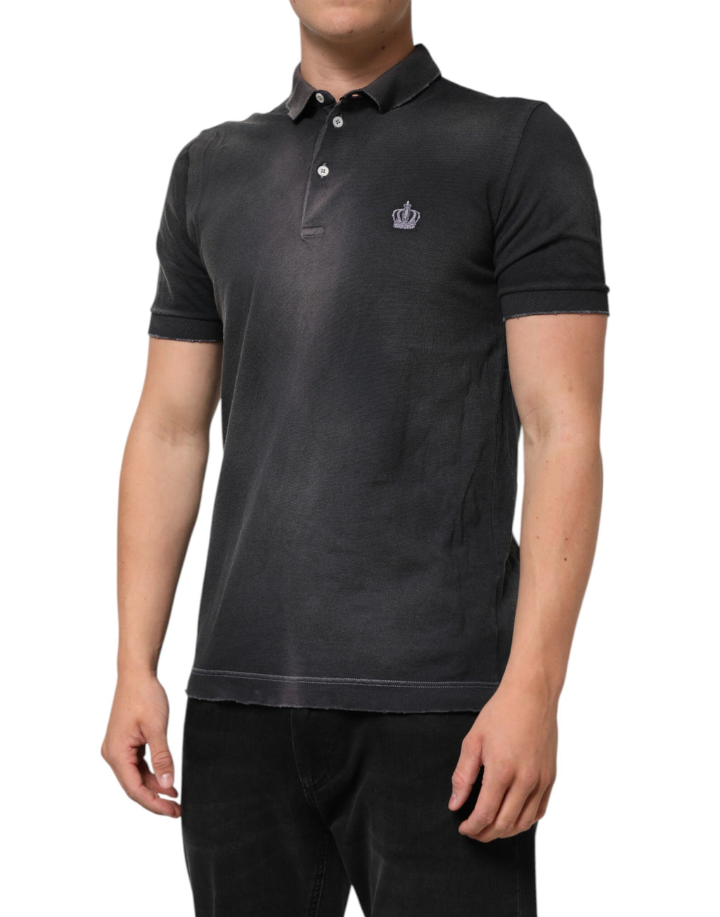 Graues Poloshirt für Herren mit Baumwollkragen