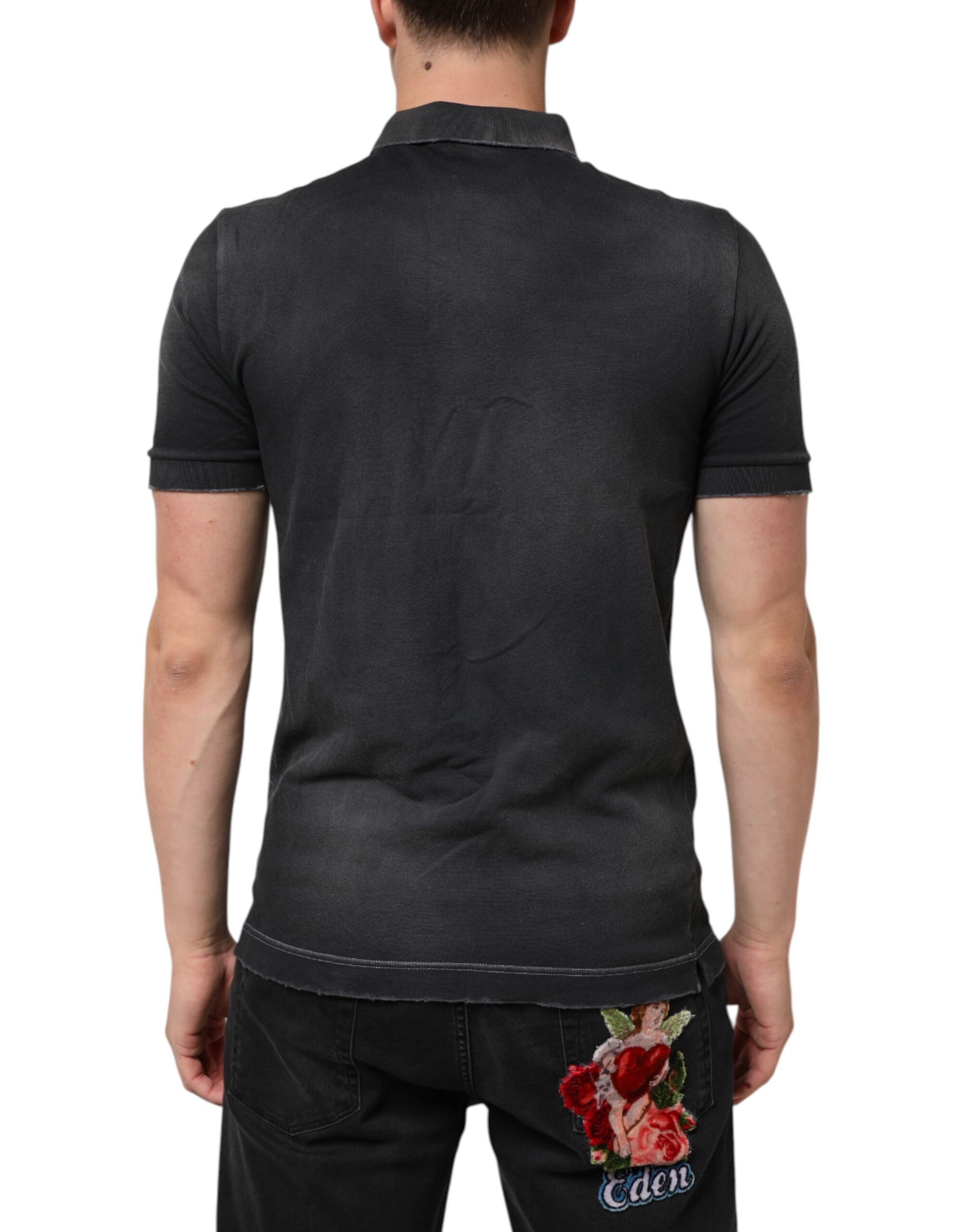 Graues Poloshirt für Herren mit Baumwollkragen