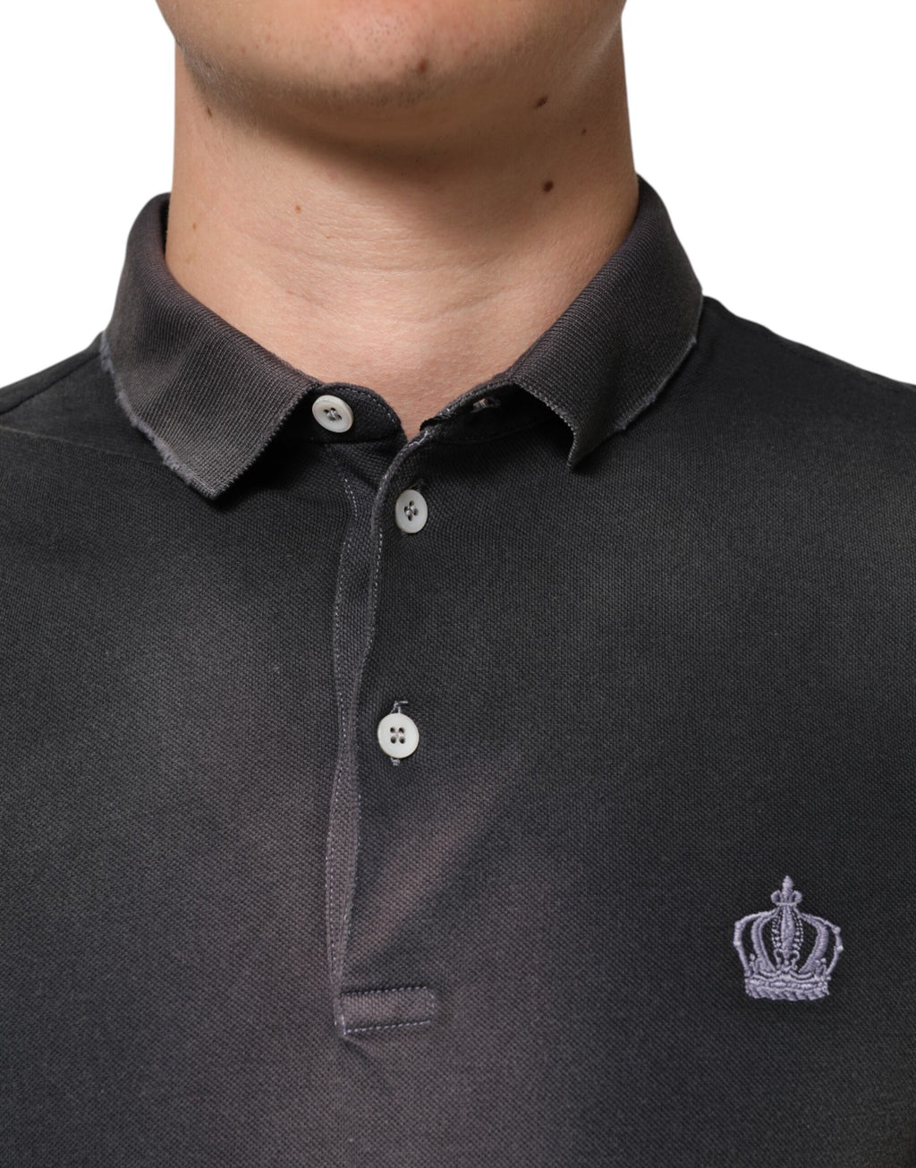 Graues Poloshirt für Herren mit Baumwollkragen
