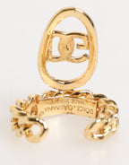 Verstellbarer Kettenring aus goldfarbenem Messing mit ovalem DG-Logo