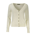 Weiß Viskose Damen Cardigan