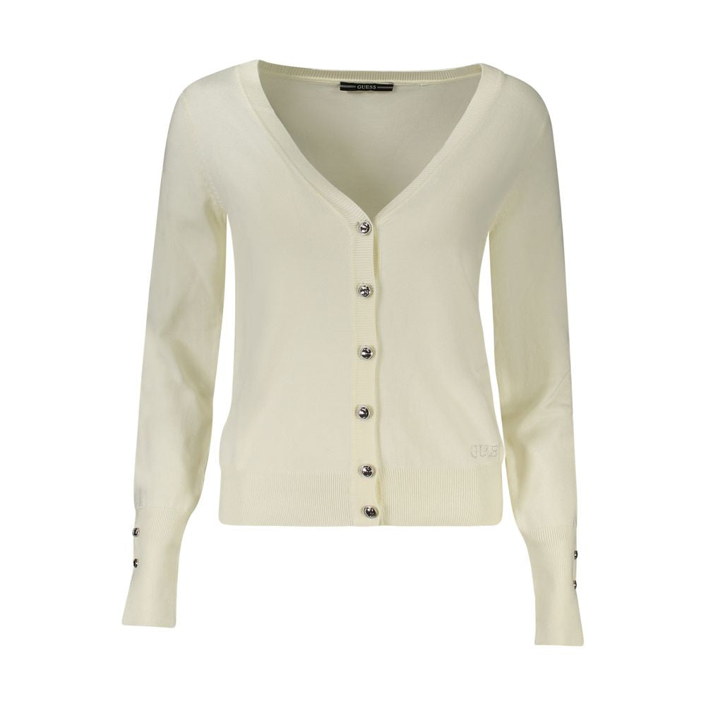 Weiß Viskose Damen Cardigan