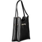 Schwarze Damenhandtasche aus Polyurethan