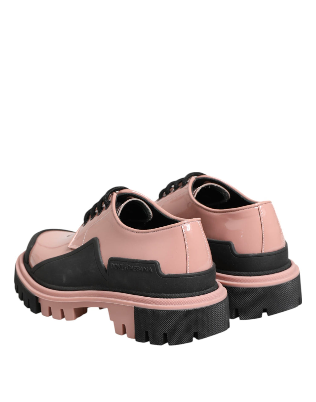 Scarpe stringate in pelle rosa cipria chiaro e nere