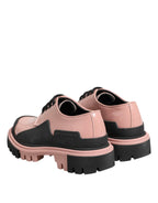 Scarpe stringate in pelle rosa cipria chiaro e nere