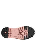 Scarpe stringate in pelle rosa cipria chiaro e nere