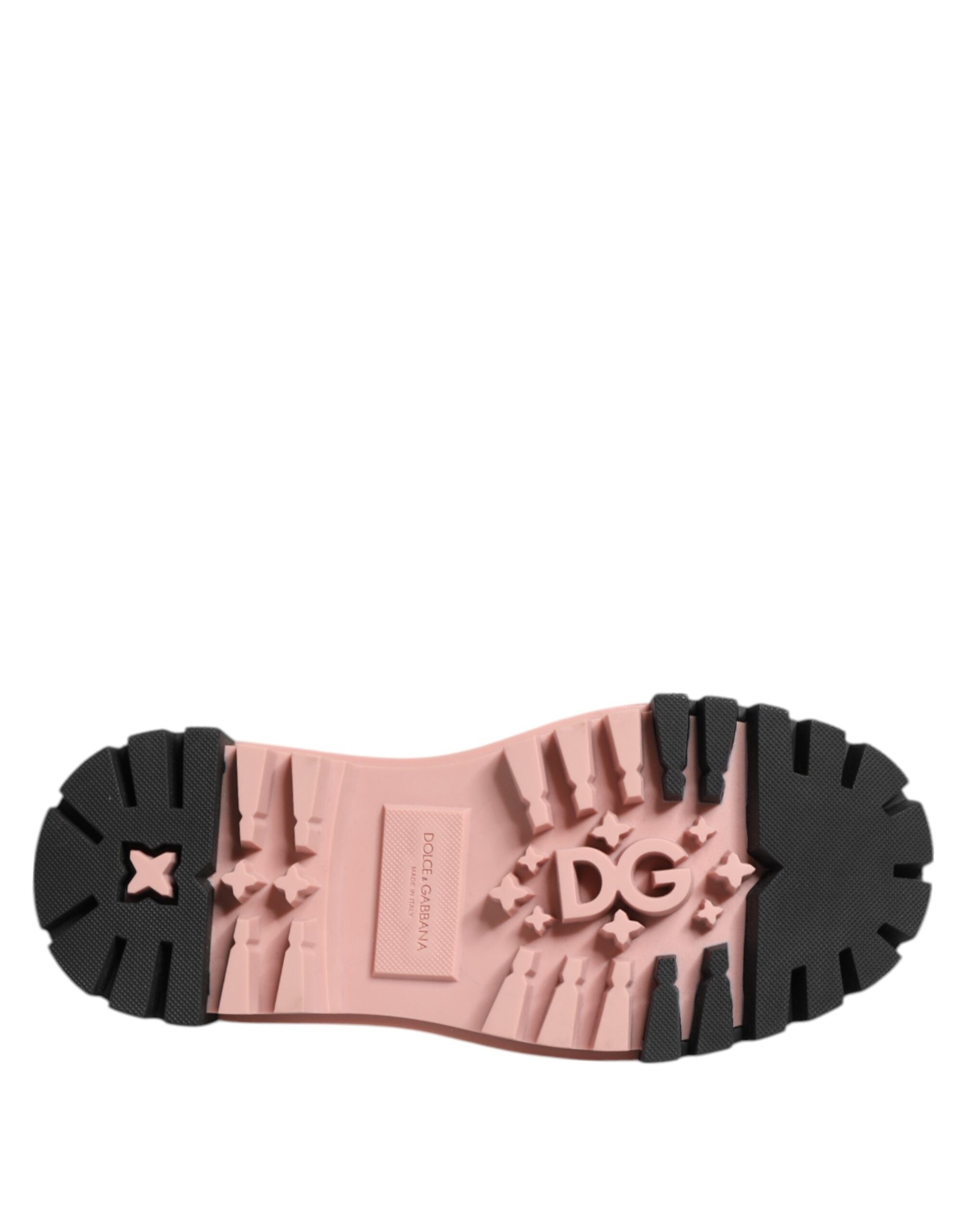 Scarpe stringate in pelle rosa cipria chiaro e nere