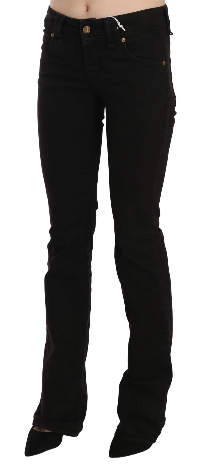 Schwarze Low-Waist Slim-Leg Skinny Jeans Freizeithose