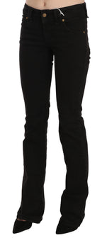 Schwarze Low-Waist Slim-Leg Skinny Jeans Freizeithose