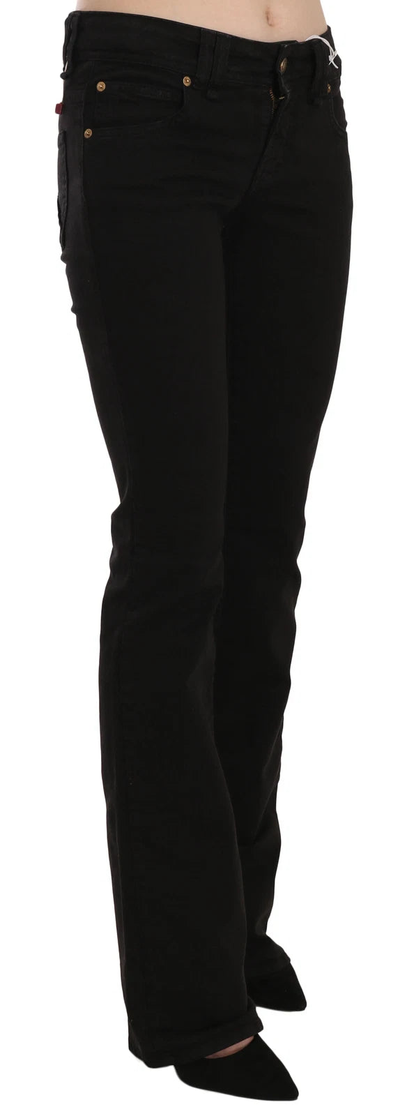 Schwarze Low-Waist Slim-Leg Skinny Jeans Freizeithose