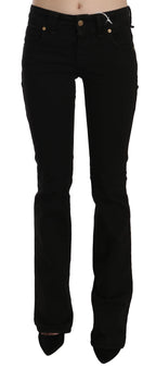 Schwarze Low-Waist Slim-Leg Skinny Jeans Freizeithose