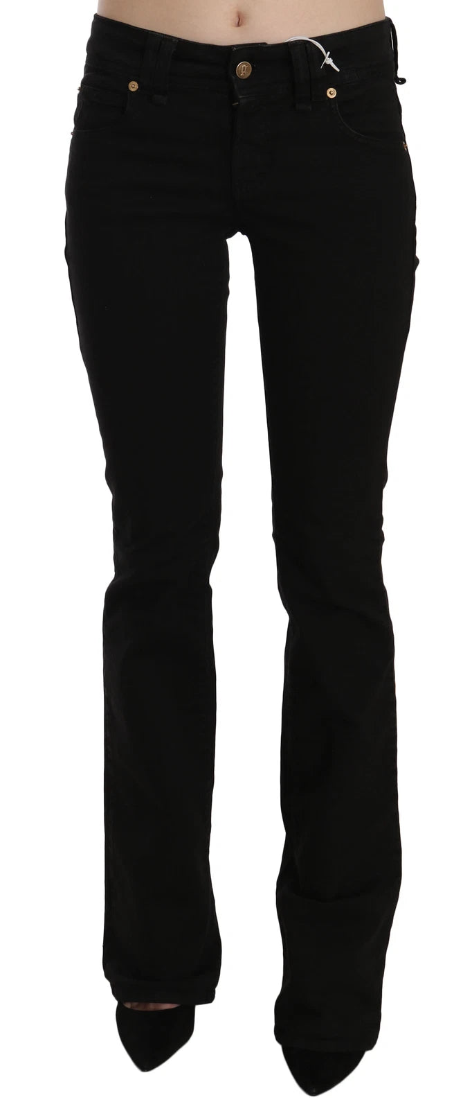 Schwarze Low-Waist Slim-Leg Skinny Jeans Freizeithose