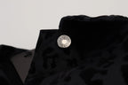 Cotton Black Leopard Long Sleeve Denim Jacket