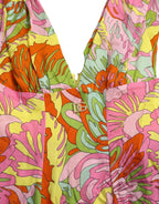 Multicolor Floral Silk Flared Mini Dress