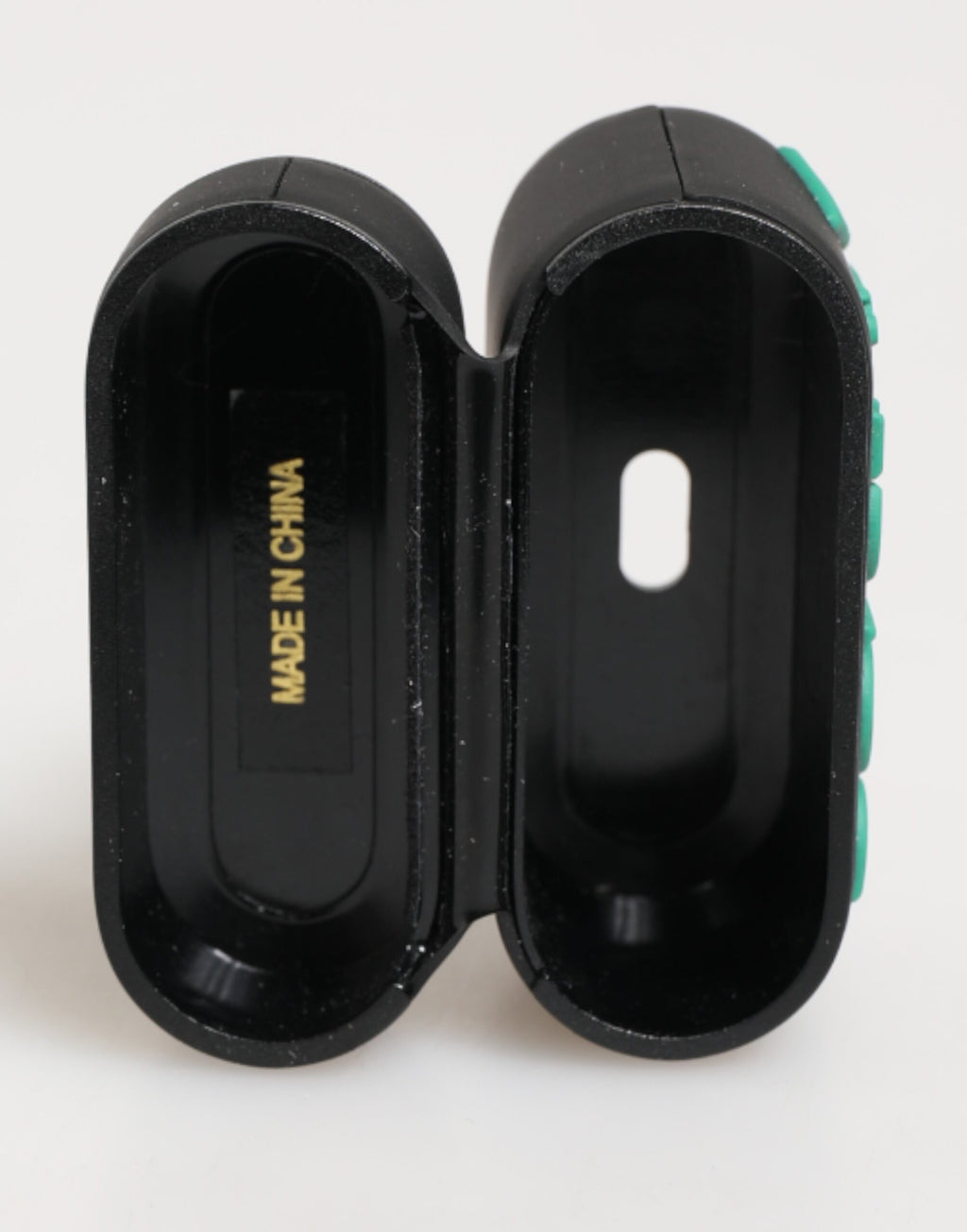 AirPods Case Accessoire Schwarz Minze Gummi Logo Geprägt