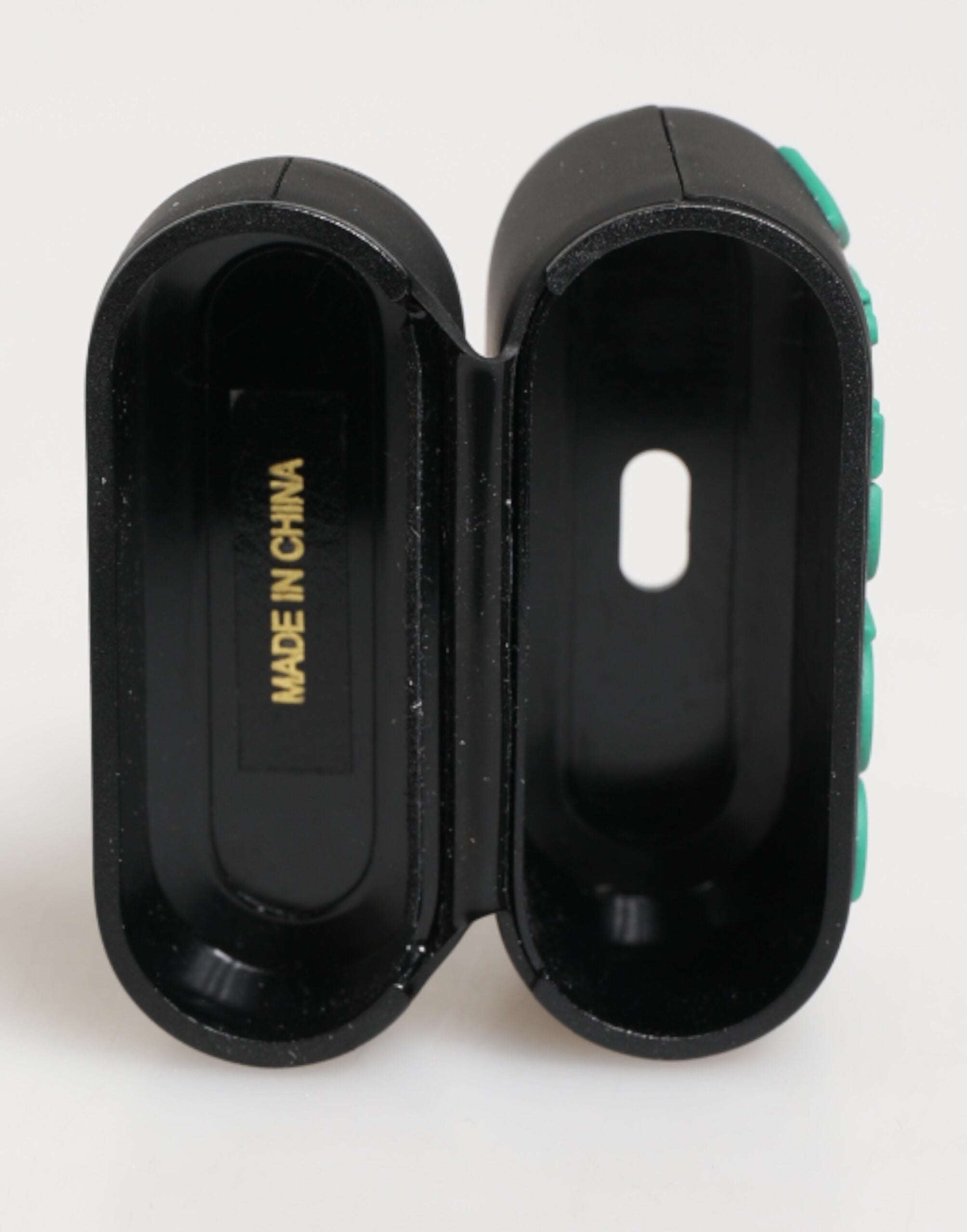 AirPods Case Accessoire Schwarz Minze Gummi Logo Geprägt