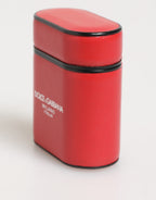 Red White Kalbsleder Logo Flip Holder Airpods Hülle