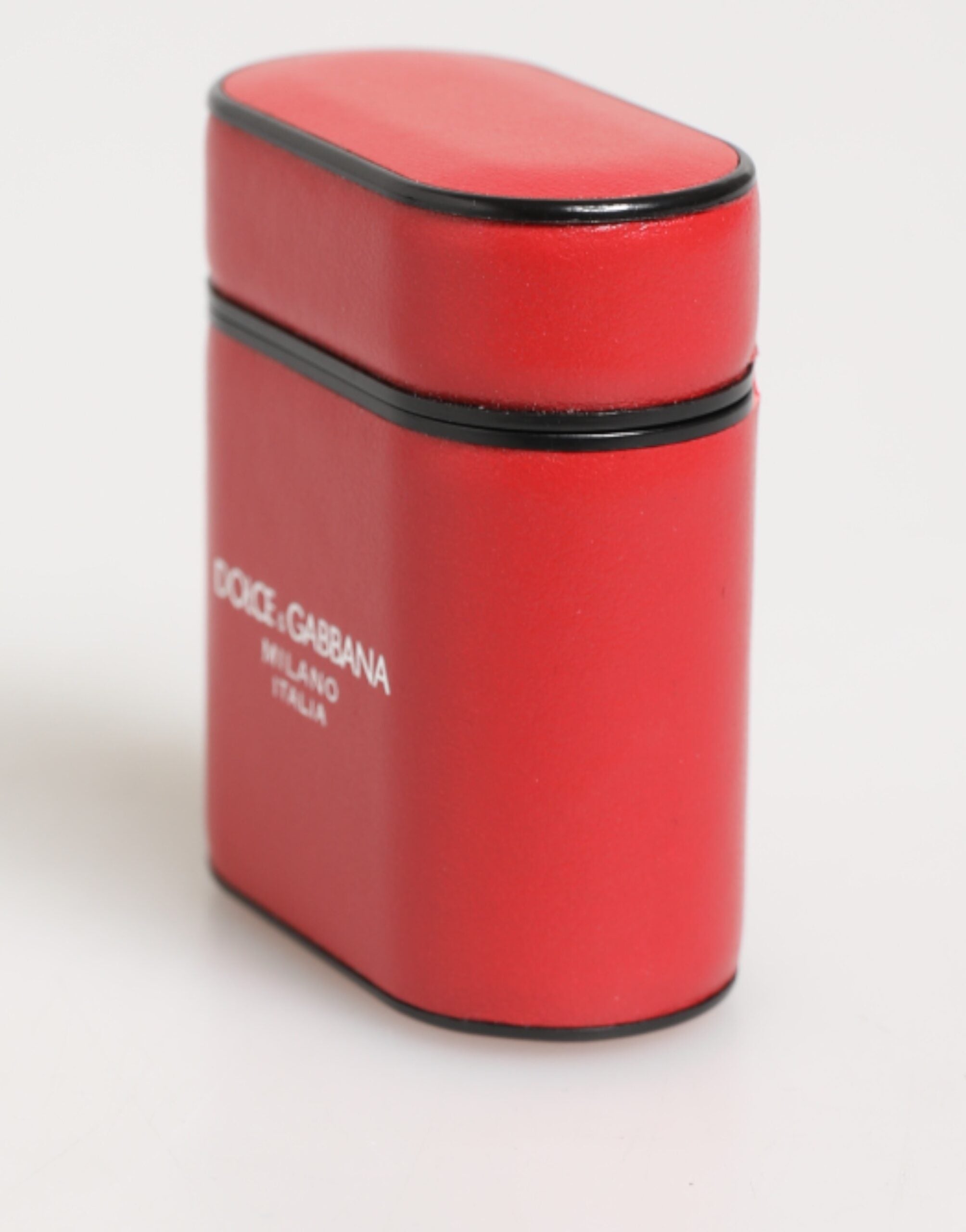 Red White Kalbsleder Logo Flip Holder Airpods Hülle
