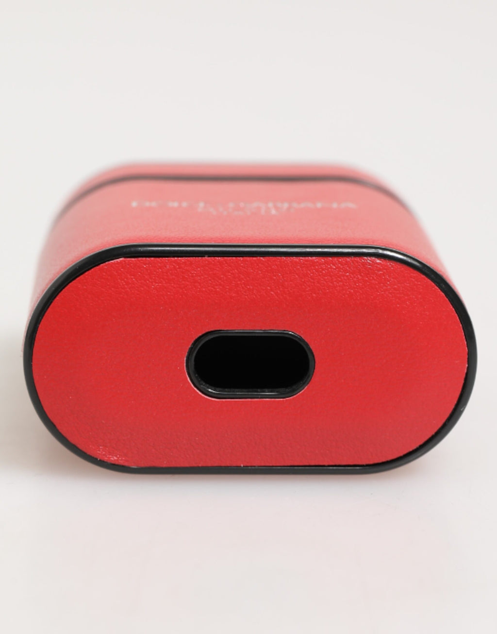 Red White Kalbsleder Logo Flip Holder Airpods Hülle