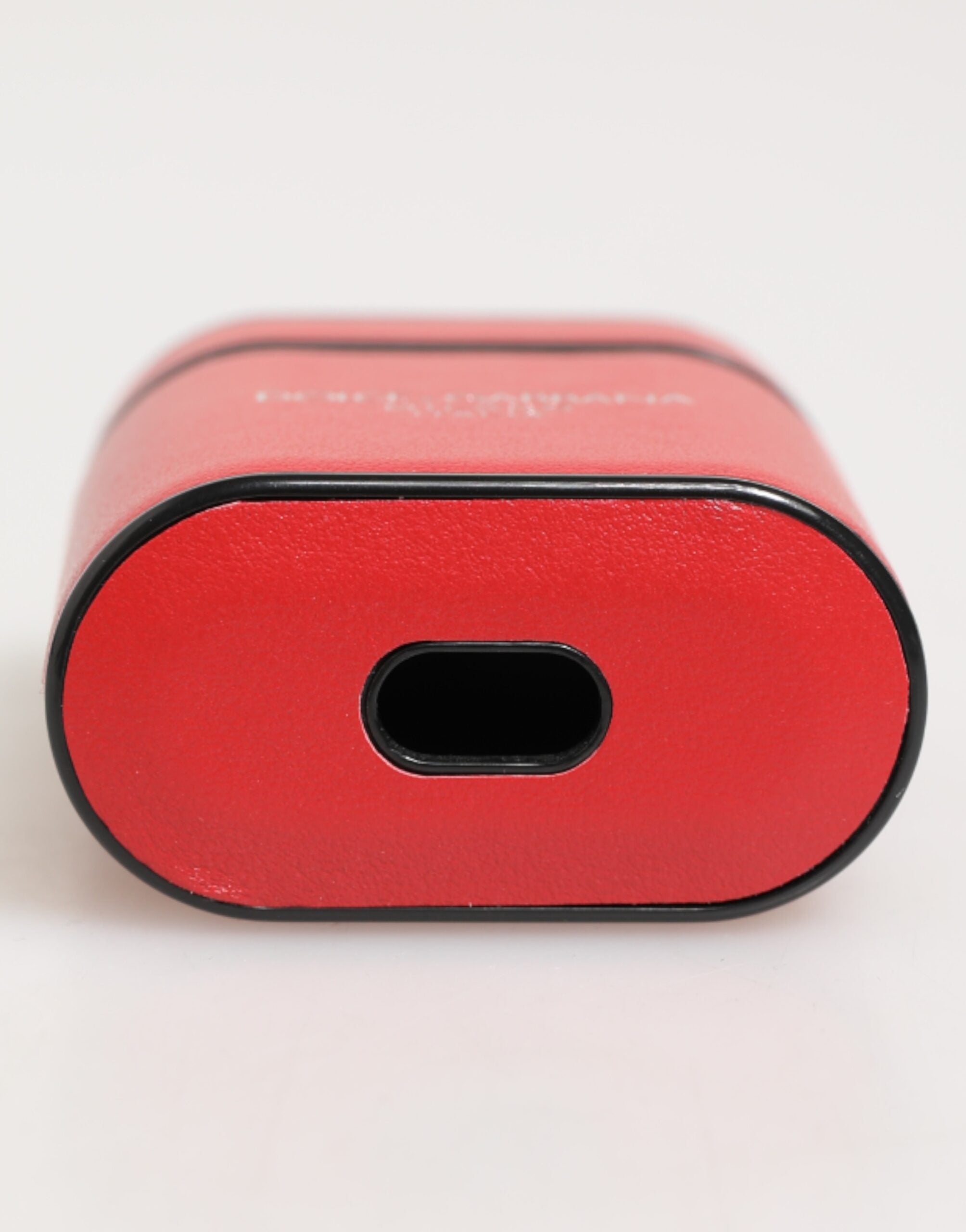Red White Kalbsleder Logo Flip Holder Airpods Hülle