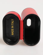 Red White Kalbsleder Logo Flip Holder Airpods Hülle
