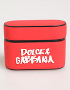 Red PVC DG Logo Embossed Men Flip Holder  Airpods Case