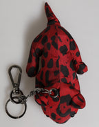 Rot-Schwarz Polyester Tier-Silhouette Taschenanhänger Schlüsselanhänger