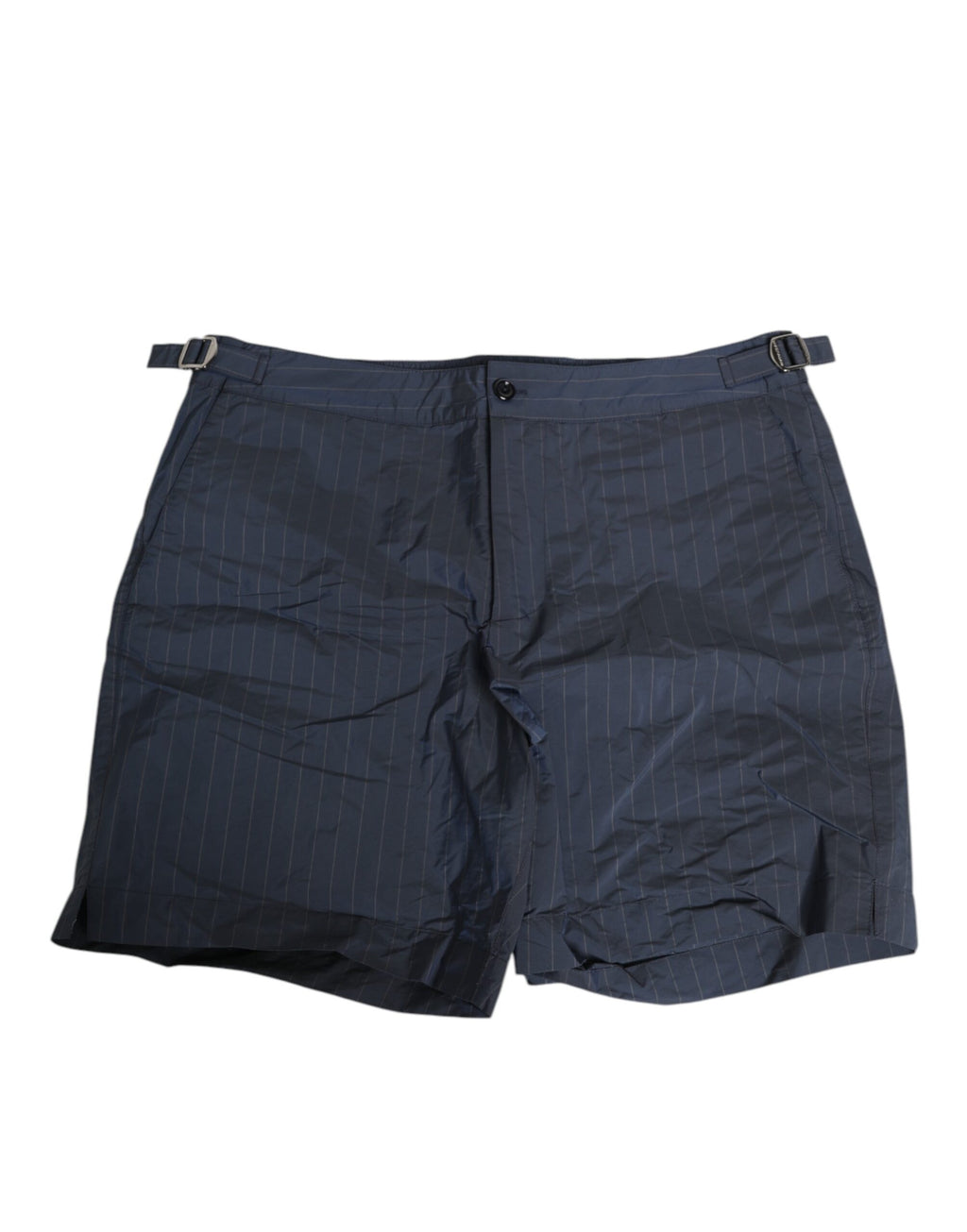 Herren-Badeshorts aus marineblauem Polyester mit Nadelstreifen
