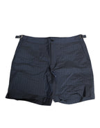Herren-Badeshorts aus marineblauem Polyester mit Nadelstreifen