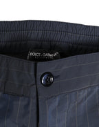 Herren-Badeshorts aus marineblauem Polyester mit Nadelstreifen