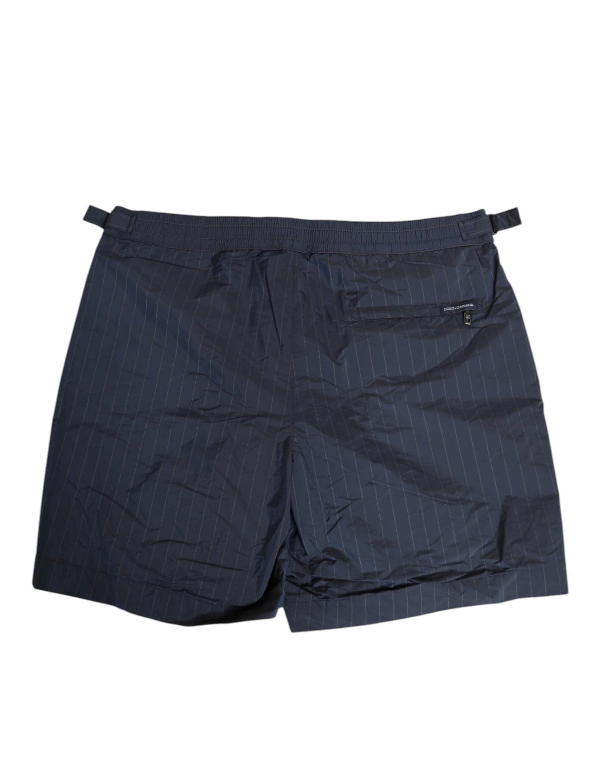 Herren-Badeshorts aus marineblauem Polyester mit Nadelstreifen