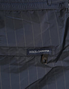 Herren-Badeshorts aus marineblauem Polyester mit Nadelstreifen
