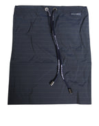 Herren-Badeshorts aus marineblauem Polyester mit Nadelstreifen
