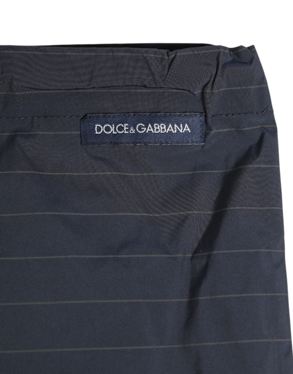 Herren-Badeshorts aus marineblauem Polyester mit Nadelstreifen