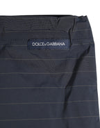 Herren-Badeshorts aus marineblauem Polyester mit Nadelstreifen