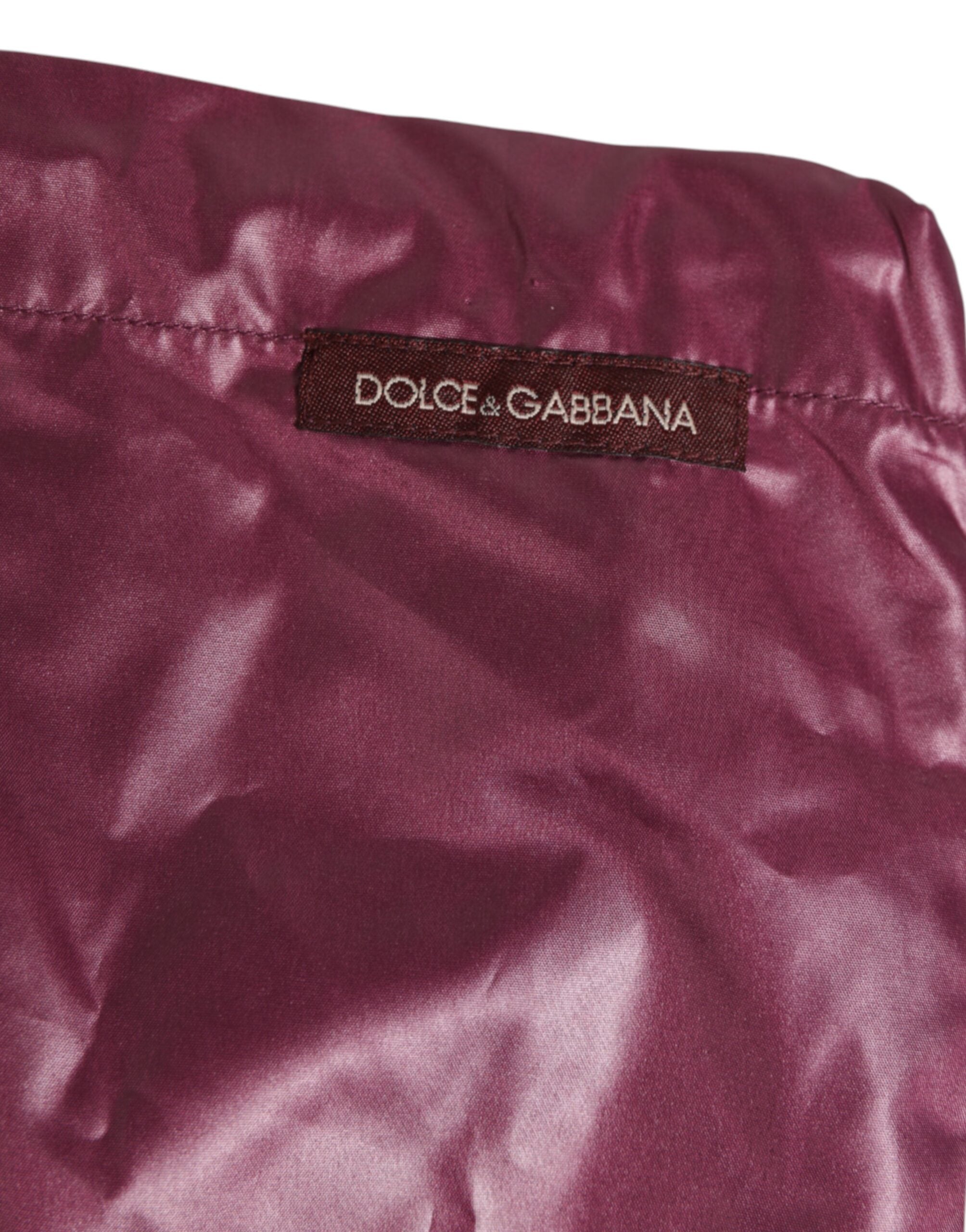 Burgundy Polyester Logo Embossed Crest Swimwear