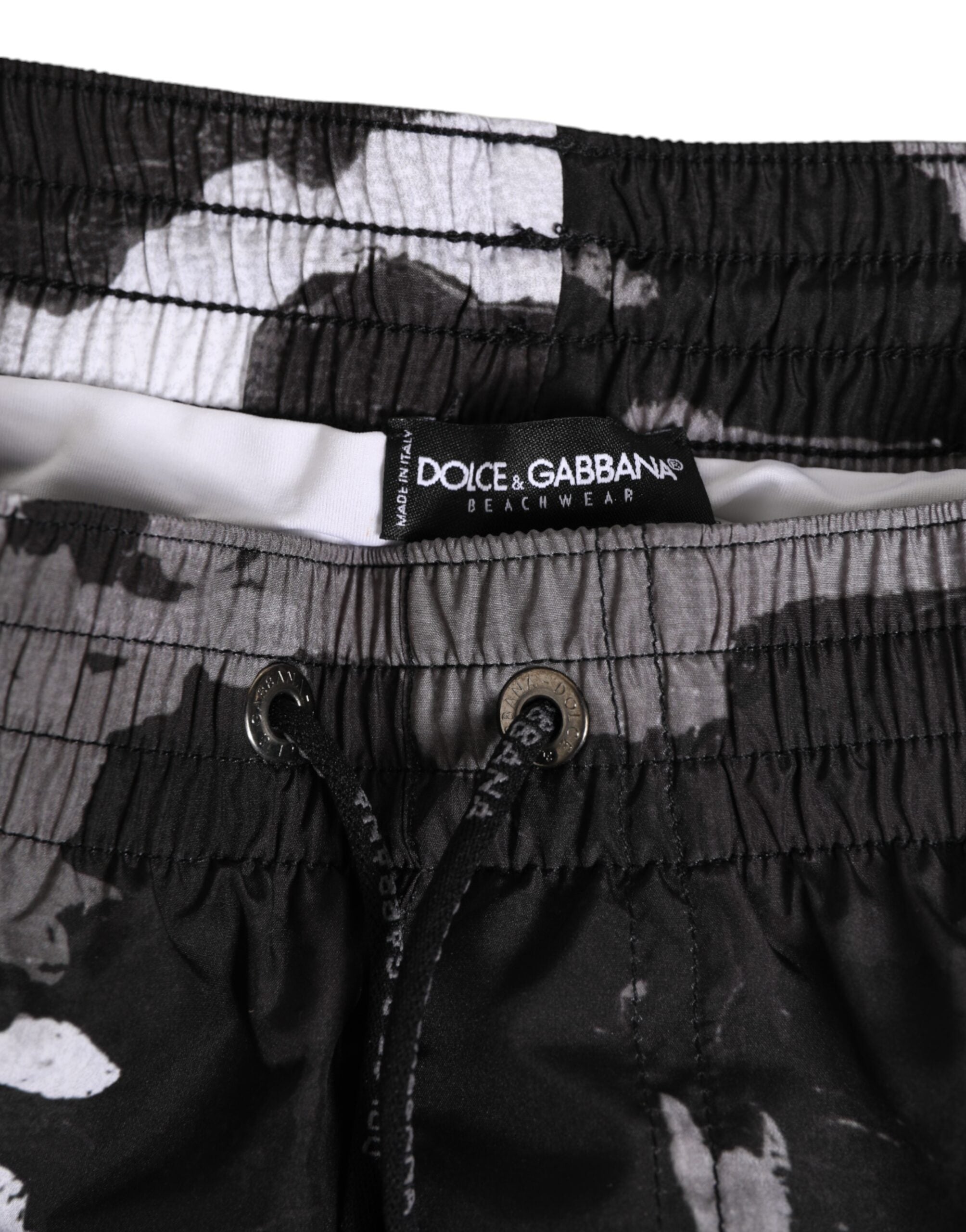 Black White Camouflage DG Logo Men Swimwear