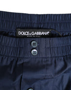 Marineblaue Baumwoll-Badehose mit Gummizug und Knöpfen