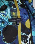 Blue Marble Print Logo Men Boxer Short Swimwear